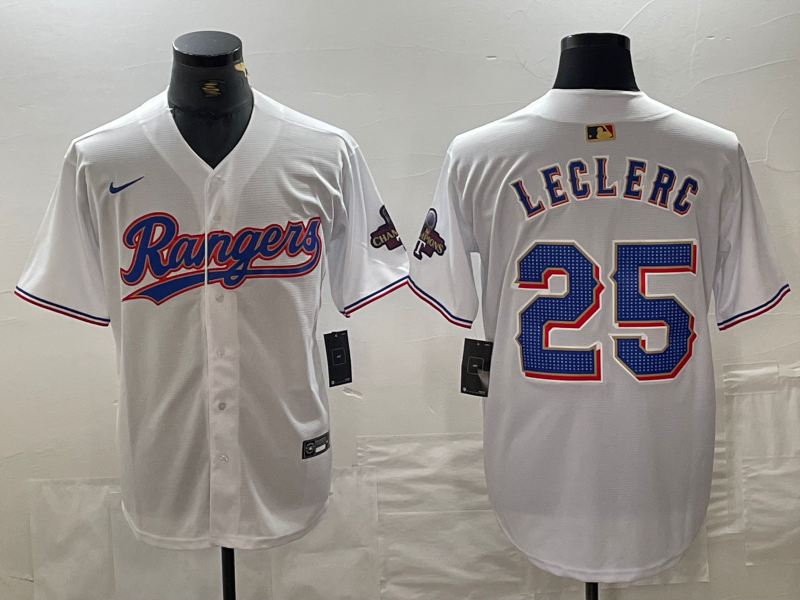 Men's Texas Rangers Jose Leclerc #25 White 2024 Gold Collection Limited Jersey